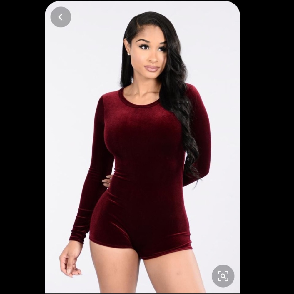 Fashion Nova - Lose My Mind Romper - Burgundy - L